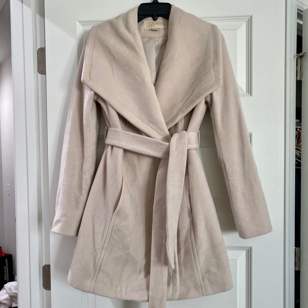 MICHAEL Michael Kors Cream Belted Coat